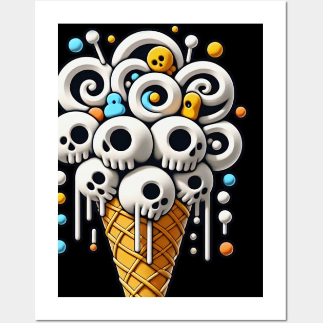 ice cream cone with candy skulls Wall Art by mikekiev